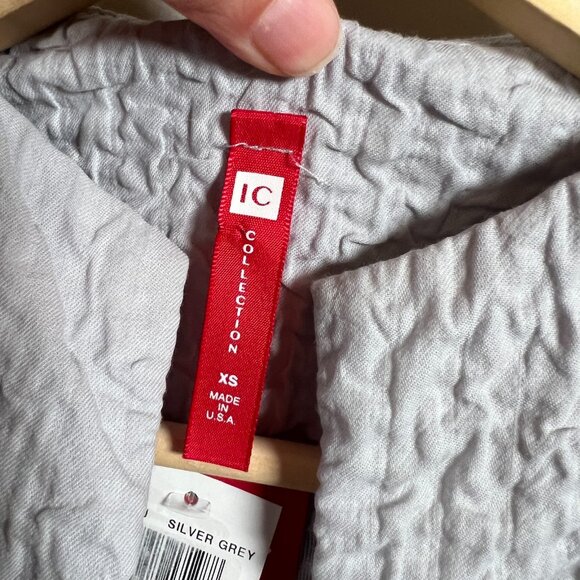 IC Connie K Crinkle Jacket Size XS Silver Gray Asymmetric Artsy Art to Wear - Picture 3 of 11